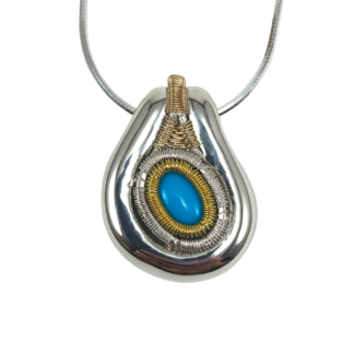 Jack Boglioli pendant from the Boldly Unique Collection with Sleeping Beauty turquoise, 18k rose and 24k yellow golds