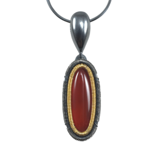 Patinated Jack Boglioli pendant from the Simply Unique Collection with carnelian and 24k gold