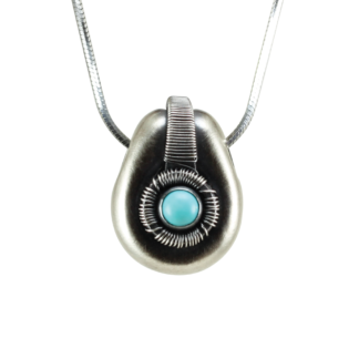 Small Jack Boglioli pendant from the Boldly Unique Collection with slight patina and turquoise
