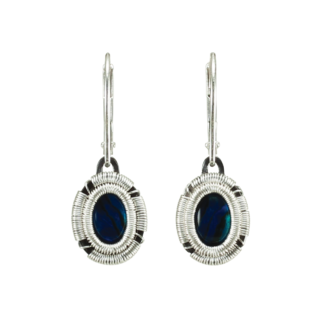 Jack Boglioli earrings from the Simply Unique Collection with blue Paua shell