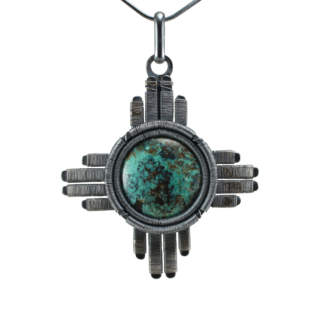 Large Jack Boglioli zia pendant from the New Mexico Collection with turquoise