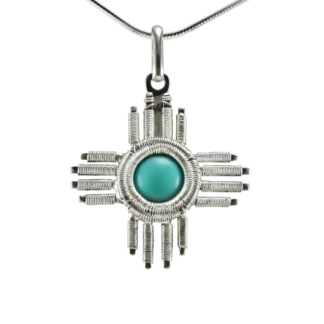 Medium Jack Boglioli zia pendant from the New Mexico Collection with turquoise