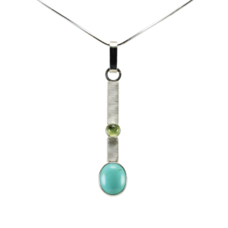 Jack Boglioli bound silver bar pendant with turquoise and peridot