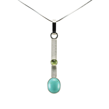 Jack Boglioli bound silver bar pendant with turquoise and peridot