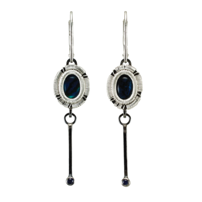 Jack Boglioli blue Paua shell and sapphire earrings